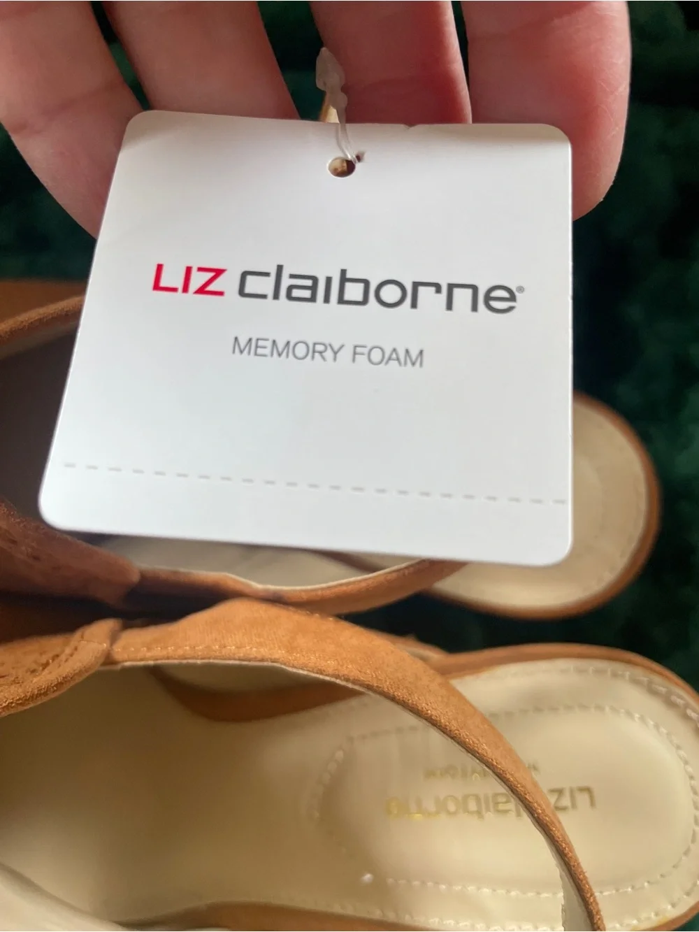 NWT Liz Claiborne Women’s Tan Suede Peep-Toe Slingback Heeled Booties size 8